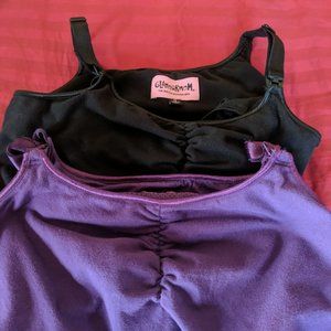 Two GlamourMom Nursing Tank Tops - Medium - Black and Purple - Great Shape!
